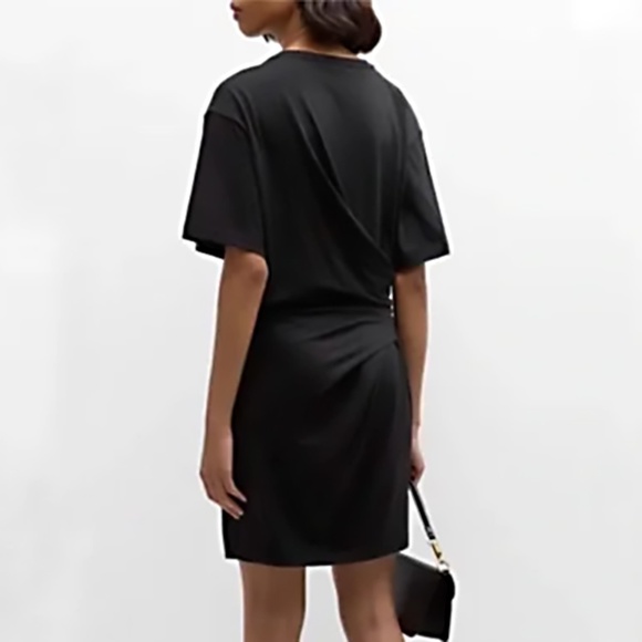 NWT FRAME Draped Knit Short Sleeve Mini Dress in Black Size XS - Picture 2 of 12